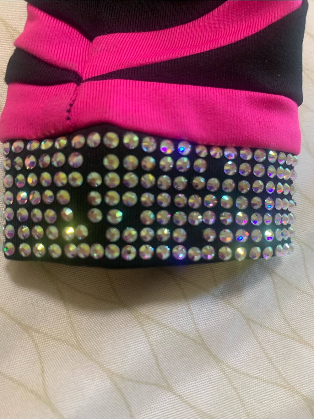 Fierce Black & Hot Pink Rhinestone Cheer Crop Top - Picture 9 of 10